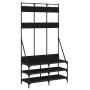 Perchero con zapatero negro 100x40x184 cm de , Organizadores de vestidores y perchas de barra - Ref: Foro24-837837, Precio: 1...