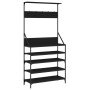 Perchero con zapatero negro 90x34x184 cm de , Organizadores de vestidores y perchas de barra - Ref: Foro24-837877, Precio: 92...