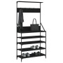 Perchero con zapatero negro 90x34x184 cm de , Organizadores de vestidores y perchas de barra - Ref: Foro24-837877, Precio: 92...