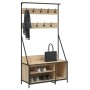 Perchero con zapatero roble Sonoma 100x41x184 cm de , Organizadores de vestidores y perchas de barra - Ref: Foro24-837868, Pr...