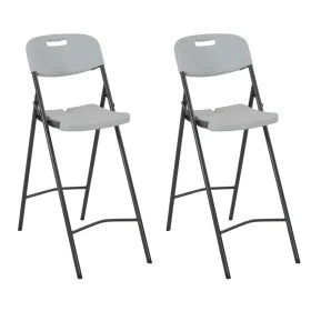 Sillas altas de jardín plegables 2 uds HDPE y acero blancas de vidaXL, Sillas de jardín - Ref: Foro24-44561, Precio: 126,36 €...