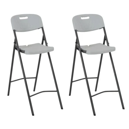 Sillas altas de jardín plegables 2 uds HDPE y acero blancas de vidaXL, Sillas de jardín - Ref: Foro24-44561, Precio: 126,36 €...