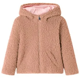 Chaqueta infantil con capucha pelo sintético borreguito coñac claro 116 de , Ropa de abrigo para niños - Ref: Foro24-13871, P...