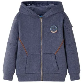 Sudadera infantil con capucha y cremallera azul oscuro mélange 140 de , Camisetas para niños - Ref: Foro24-12953, Precio: 20,...
