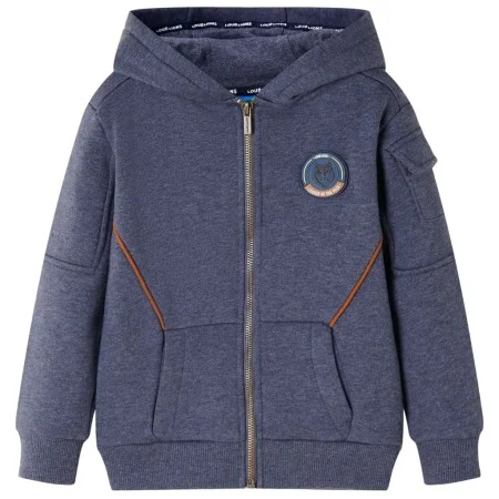 Sudadera infantil con capucha y cremallera azul oscuro mélange 140 de , Camisetas para niños - Ref: Foro24-12953, Precio: 20,...