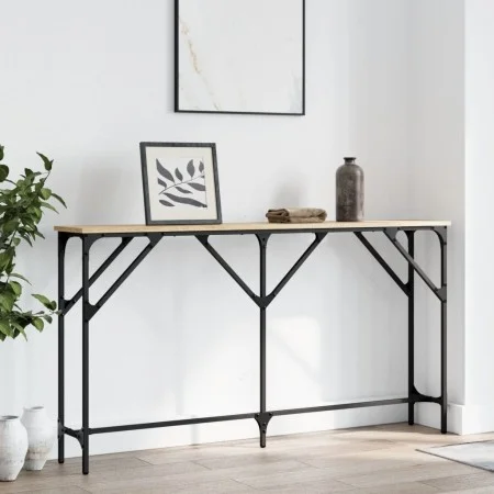 Mesa consola madera de ingeniería roble Sonoma 140x23x75 cm de , Mesas auxiliares - Ref: Foro24-837773, Precio: 47,48 €, Desc...