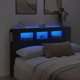 Kopfteil mit LED, schwarzem Holzwerkstoff, 160 x 18,5 x 103,5 cm von , Kopf- und Fußteile - Ref: Foro24-837352, Preis: 95,01 ...