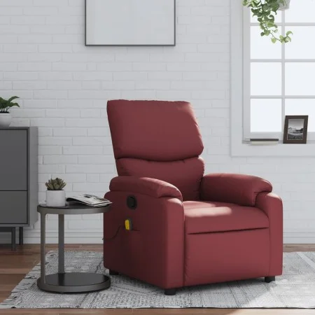 Sillón de masaje reclinable cuero sintético rojo tinto de , Sillones - Ref: Foro24-373445, Precio: 196,99 €, Descuento: %