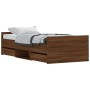Estructura de cama con cabecero piecero roble marrón 90x190 cm de , Camas y somieres - Ref: Foro24-3203816, Precio: 149,36 €,...