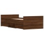 Estructura de cama con cabecero piecero roble marrón 90x190 cm de , Camas y somieres - Ref: Foro24-3203816, Precio: 149,36 €,...