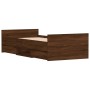 Estructura de cama con cabecero piecero roble marrón 90x190 cm de , Camas y somieres - Ref: Foro24-3203816, Precio: 149,36 €,...