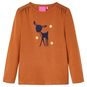 Camiseta infantil de manga larga color coñac 104 de , Camisetas para niños - Ref: Foro24-13525, Precio: 8,32 €, Descuento: %
