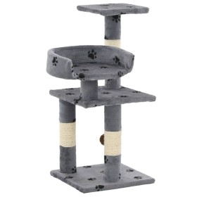 Rascador para gatos poste de sisal 65 cm huellas gris de vidaXL, Mobiliario para gatos - Ref: Foro24-170608, Precio: 41,45 €,...