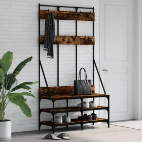 Perchero con zapatero roble ahumado 100x40x184 cm de , Organizadores de vestidores y perchas de barra - Ref: Foro24-837839, P...