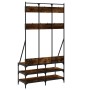 Perchero con zapatero roble ahumado 100x40x184 cm de , Organizadores de vestidores y perchas de barra - Ref: Foro24-837839, P...