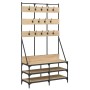 Perchero con zapatero roble Sonoma 100x40x184 cm de , Organizadores de vestidores y perchas de barra - Ref: Foro24-837858, Pr...