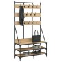 Perchero con zapatero roble Sonoma 100x40x184 cm de , Organizadores de vestidores y perchas de barra - Ref: Foro24-837858, Pr...