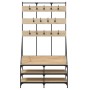 Perchero con zapatero roble Sonoma 100x40x184 cm de , Organizadores de vestidores y perchas de barra - Ref: Foro24-837858, Pr...
