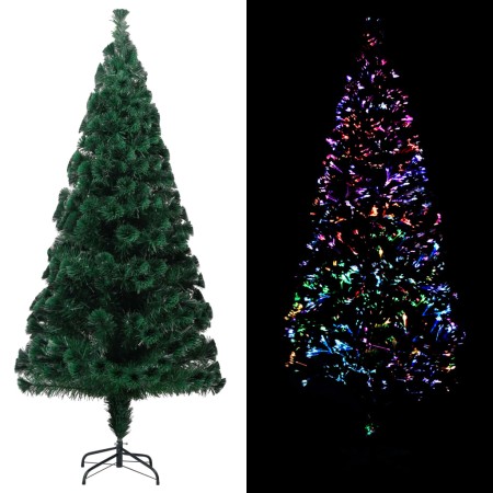 Árbol de Navidad artificial y soporte fibra óptica verde 210 cm en Decoración Festiva y Estacional | Comprar online en Foru.es