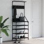 Perchero con zapatero negro 70x34x184 cm de , Organizadores de vestidores y perchas de barra - Ref: Foro24-837872, Precio: 80...