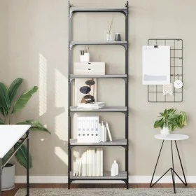 Librería 6 estantes madera ingeniería gris Sonoma 60x30x188 cm de , Librerías y estanterías - Ref: Foro24-837665, Precio: 72,...