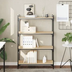 Bookstore 4 shelves wood engineering oak Sonoma 80x30x120 cm by , Bookcases and shelves - Ref: Foro24-837673, Price: 57,20 €,...