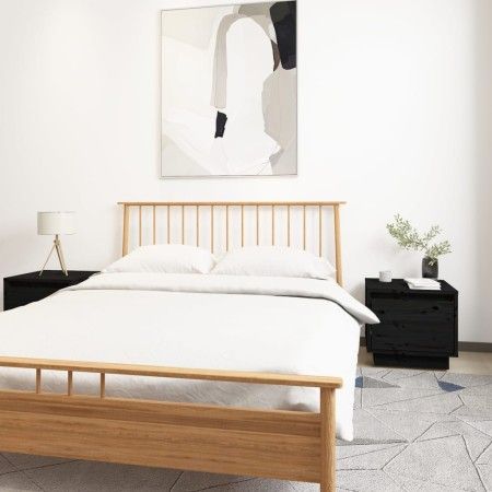 Mesitas de noche 2 uds madera maciza de pino negro 35x34x32 cm de vidaXL, Mesitas de noche - Ref: Foro24-813404, Precio: 50,8...