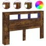 Cabecero LED madera ingeniería roble ahumado 160x18,5x103,5 cm de , Cabeceros y pies de cama - Ref: Foro24-837355, Precio: 85...