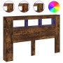 Cabecero LED madera ingeniería roble ahumado 160x18,5x103,5 cm de , Cabeceros y pies de cama - Ref: Foro24-837355, Precio: 87...