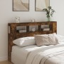 Cabecero LED madera ingeniería roble ahumado 160x18,5x103,5 cm de , Cabeceros y pies de cama - Ref: Foro24-837355, Precio: 87...