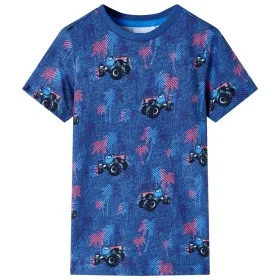 Camiseta infantil azul oscuro mélange 140 de , Camisetas para niños - Ref: Foro24-12528, Precio: 8,75 €, Descuento: %
