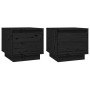 Mesitas de noche 2 uds madera maciza de pino negro 35x34x32 cm de vidaXL, Mesitas de noche - Ref: Foro24-813404, Precio: 50,8...