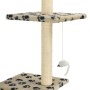 Rascador para gatos con postes de sisal huellas beige 260 cm de vidaXL, Mobiliario para gatos - Ref: Foro24-170535, Precio: 8...