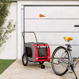 Remolque de bicicleta mascotas hierro tela Oxford rojo gris de , Cochecitos para mascotas - Ref: Foro24-93852, Precio: 108,59...