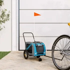 Pet Bicycle Trailer Iron Oxford Cloth Blue Black by , pet strollers - Ref: Foro24-93890, Price: 103,25 €, Discount: %