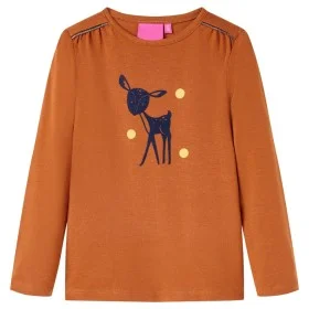 Camiseta infantil de manga larga color coñac 116 de , Camisetas para niños - Ref: Foro24-13526, Precio: 8,32 €, Descuento: %