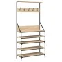 Perchero con zapatero roble Sonoma 90x34x184 cm de , Organizadores de vestidores y perchas de barra - Ref: Foro24-837878, Pre...