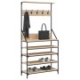 Perchero con zapatero roble Sonoma 90x34x184 cm de , Organizadores de vestidores y perchas de barra - Ref: Foro24-837878, Pre...