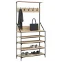 Perchero con zapatero roble Sonoma 90x34x184 cm de , Organizadores de vestidores y perchas de barra - Ref: Foro24-837878, Pre...