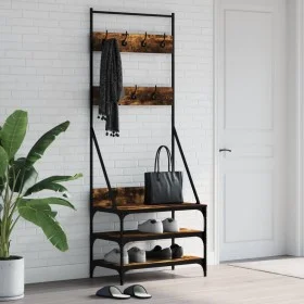 Perchero con zapatero roble ahumado 70x40x184 cm de , Organizadores de vestidores y perchas de barra - Ref: Foro24-837844, Pr...