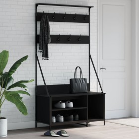 Perchero con zapatero negro 100x41x184 cm de , Organizadores de vestidores y perchas de barra - Ref: Foro24-837867, Precio: 9...