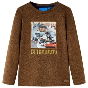 Camiseta infantil de manga larga color coñac mélange 140 de , Camisetas para niños - Ref: Foro24-12833, Precio: 8,59 €, Descu...