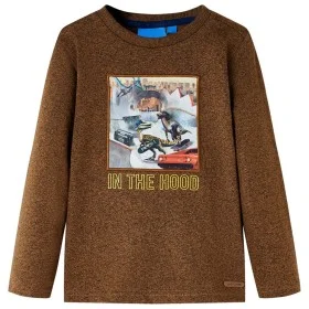 Camiseta infantil de manga larga color coñac mélange 116 de , Camisetas para niños - Ref: Foro24-12831, Precio: 8,59 €, Descu...