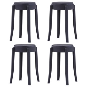 Taburetes apilables 4 unidades plástico negro de vidaXL, Taburetes de cocina - Ref: Foro24-247278, Precio: 78,53 €, Descuento: %
