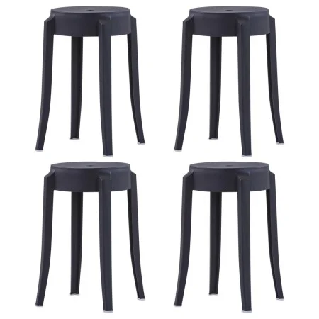 Taburetes apilables 4 unidades plástico negro de vidaXL, Taburetes de cocina - Ref: Foro24-247278, Precio: 77,96 €, Descuento: %