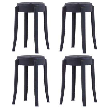 Taburetes apilables 4 unidades plástico negro de vidaXL, Taburetes de cocina - Ref: Foro24-247278, Precio: 78,53 €, Descuento: %