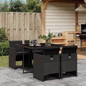 Set de muebles jardín 5 pzas con cojines ratán sintético negro en Conjuntos de jardín | Comprar online en Foru.es