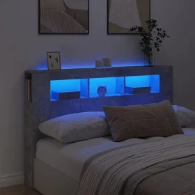 Cabecero LED madera ingeniería gris hormigón 160x18,5x103,5 cm de , Cabeceros y pies de cama - Ref: Foro24-837354, Precio: 83...