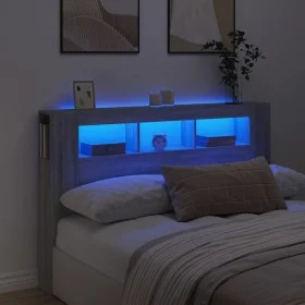 Cabecero LED madera ingeniería gris Sonoma 160x18,5x103,5 cm de , Cabeceros y pies de cama - Ref: Foro24-837356, Precio: 97,5...