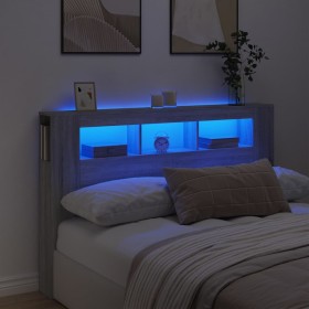 Cabecero LED madera ingeniería gris Sonoma 160x18,5x103,5 cm de , Cabeceros y pies de cama - Ref: Foro24-837356, Precio: 100,...